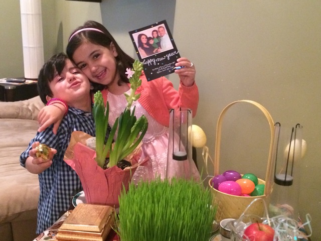 Layla and Zade make a sofreh for Persian New Year.
